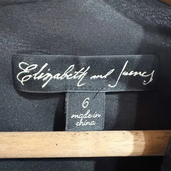 Elizabeth And James Women's Black Jana Print Silk Chiffon Dress Size 6 - Picture 7 of 9